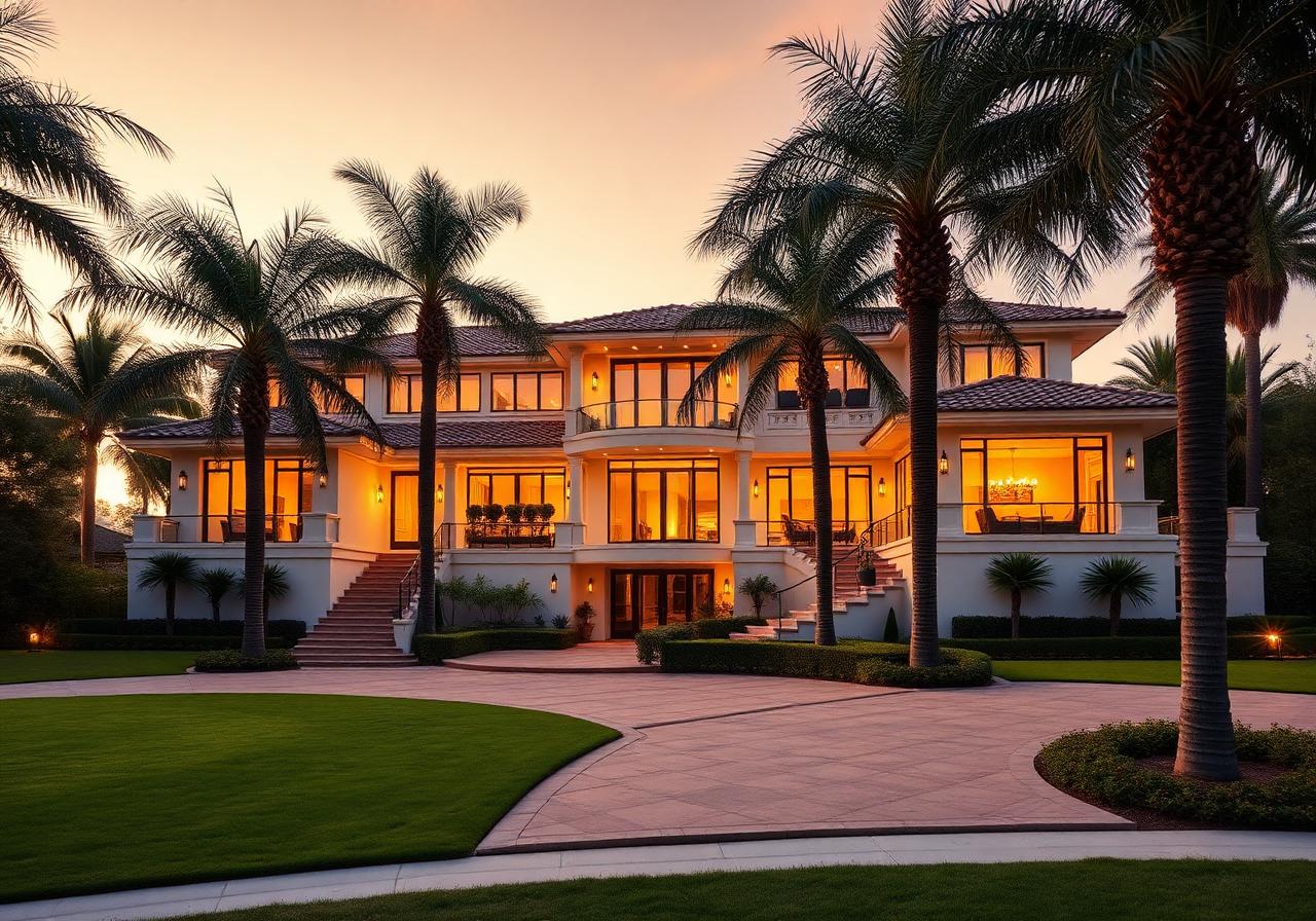 Luxury Los Angeles estate at golden hour