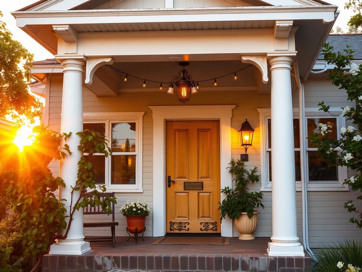 Welcoming front porch at dusk